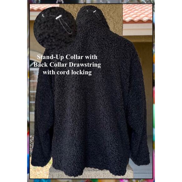 Blank NYC Black Faux Leather an Sherpa Combo Jacket Oversize Zip Up Size S  NWT - Picture 5 of 8